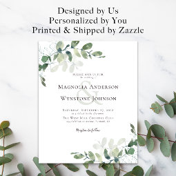 Budget Eucalyptus Greenery Wedding Invitation | Zazzle