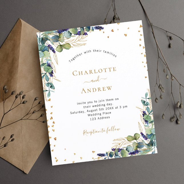 Budget eucalyptus greenery wedding invitation (Creator Uploaded)