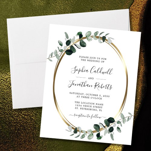 Budget Eucalyptus Greenery Wedding Invitation