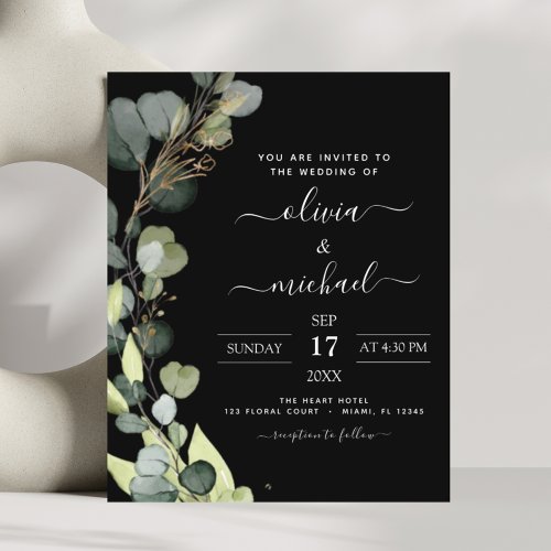 Budget Eucalyptus Greenery Wedding Invitation