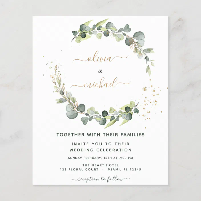 RSVP & Info Personalised Eucalyptus Wedding Invitation SetDay/Evening Invite 