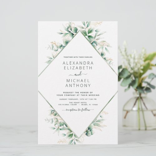 Budget Eucalyptus Greenery Wedding Invitations