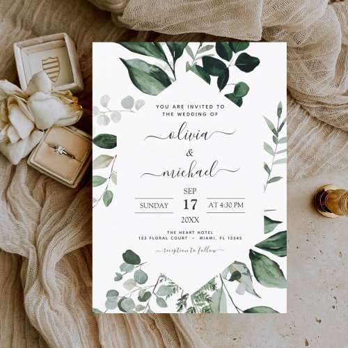 Budget Eucalyptus Greenery Wedding Invitations