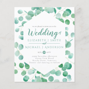Budget Eucalyptus Greenery Wedding Invitations