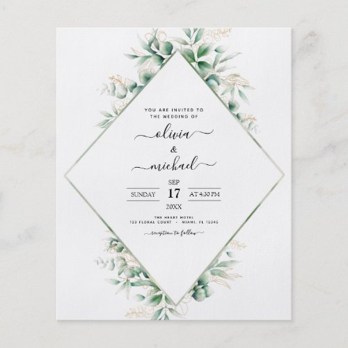 Budget Eucalyptus Greenery Wedding Invitations Flyer