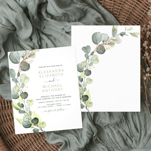 Budget Eucalyptus Greenery Wedding Invitations Flyer