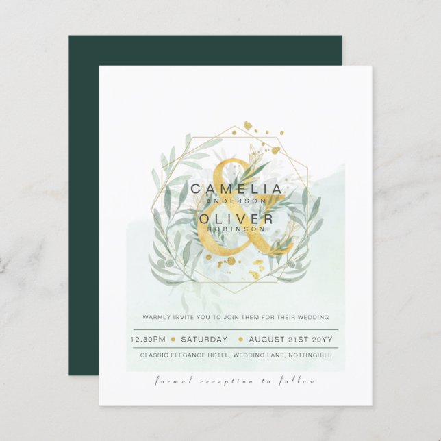 Budget Eucalyptus Greenery Wedding QR CODE Invite (Front/Back)