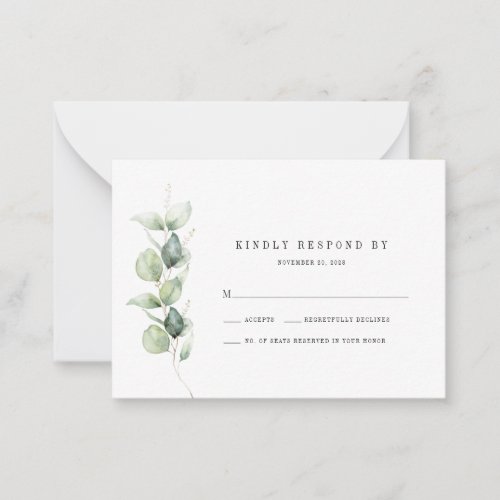 Budget Eucalyptus Greenery Wedding RSVP Card