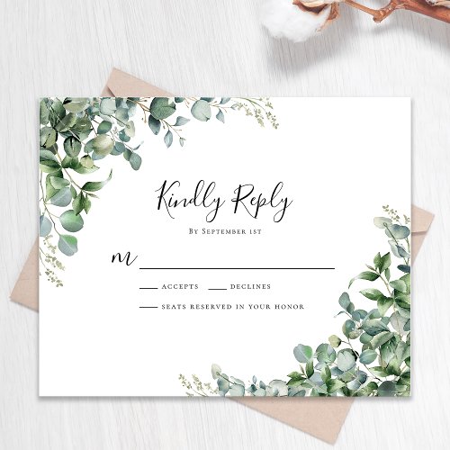 BUDGET Eucalyptus Greenery Wedding RSVP Card