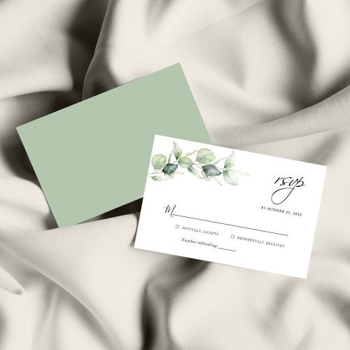 Budget Eucalyptus Greenery Wedding RSVP Card