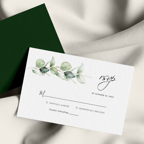 Budget Eucalyptus Greenery  Wedding RSVP Card