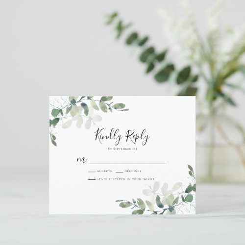 BUDGET Eucalyptus Greenery Wedding RSVP Card