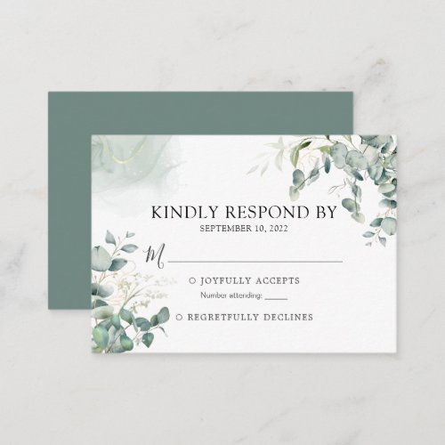 BUDGET Eucalyptus Greenery Wedding RSVP Card