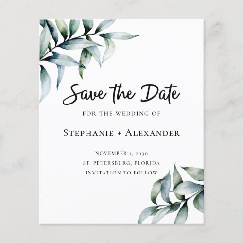 Budget Eucalyptus Greenery Wedding Save the Date