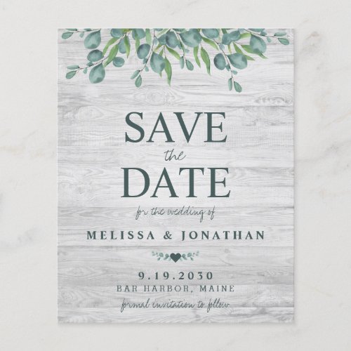 Budget Eucalyptus Greenery Wedding Save The Date