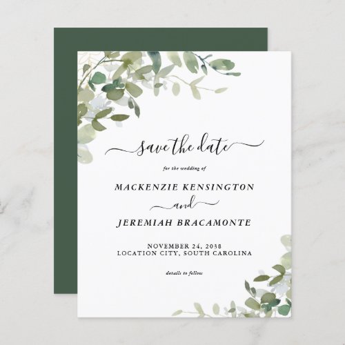 Budget Eucalyptus Greenery Wedding Save the Date