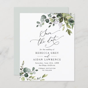 Budget Eucalyptus Greenery Wedding Save the Date