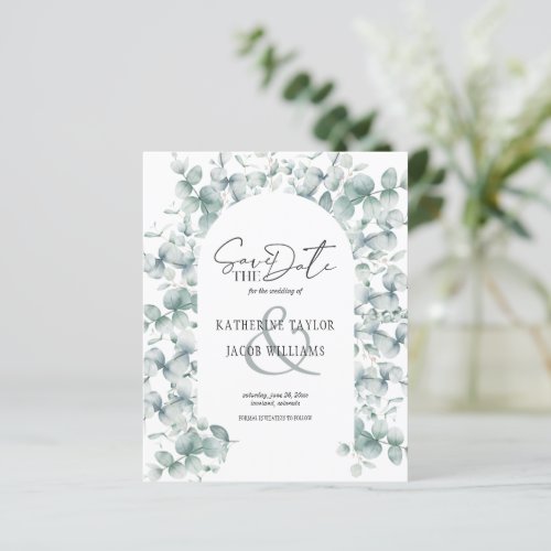 Budget Eucalyptus Greenery Wedding Save the Date