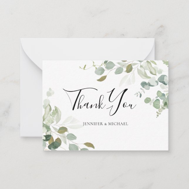 BUDGET Eucalyptus Greenery Wedding Thank You Note  Card (Front)