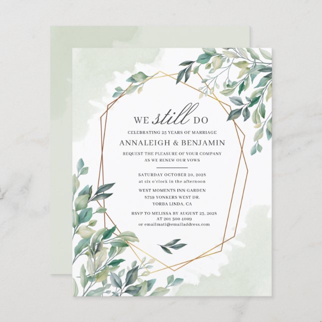 Budget Eucalyptus Greenery Wedding Vow Renewal (Front/Back)