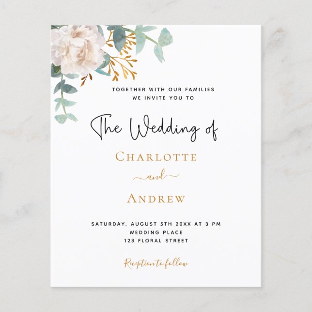 Budget eucalyptus greenery white floral wedding (Front)