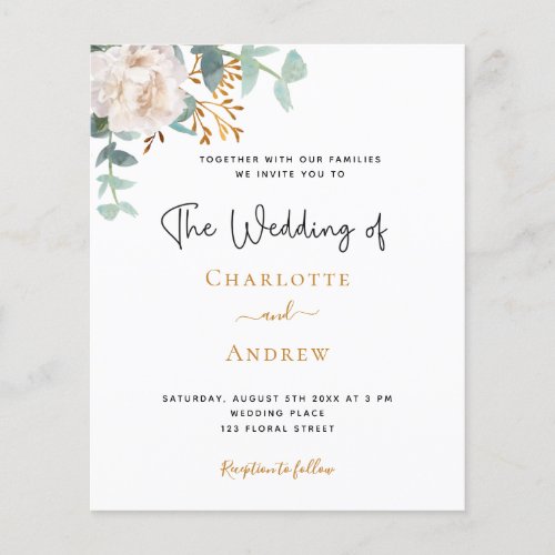 Budget eucalyptus greenery white floral wedding