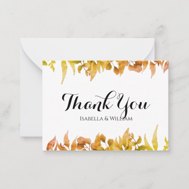 BUDGET Eucalyptus Greenery White Wedding Thank You Note Card (Front)