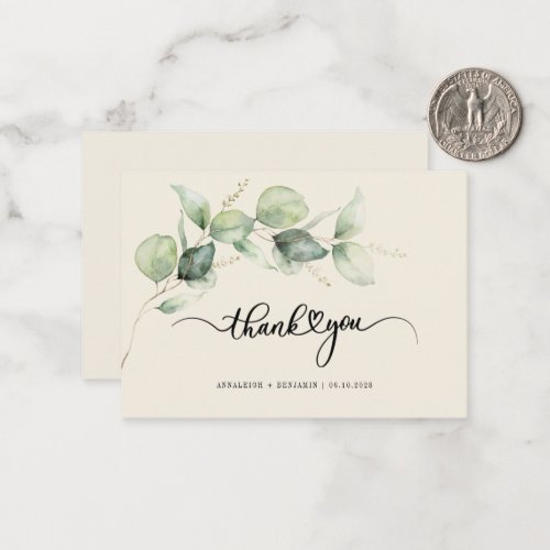 Budget Eucalyptus Hand_Lettered Wedding Thank You Note Card