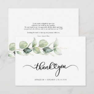 Budget Eucalyptus Hand-Lettered Wedding Thank You Note Card