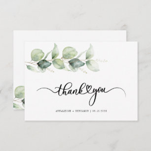 Budget Eucalyptus Hand-Lettered Wedding Thank You Note Card