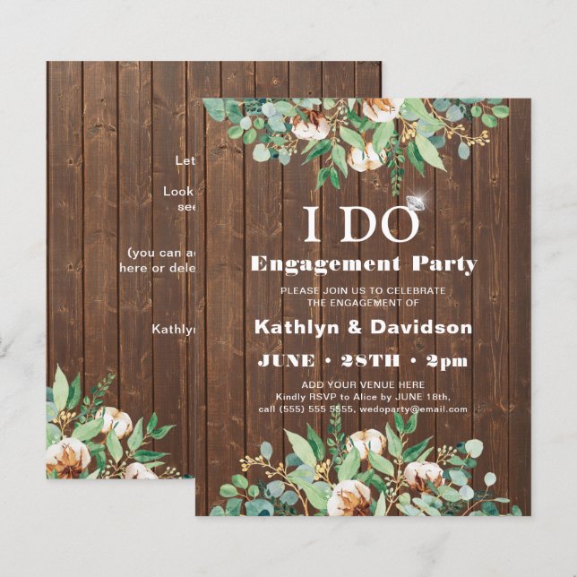 BUDGET Eucalyptus I DO Engagement Party Invitation (Front/Back)