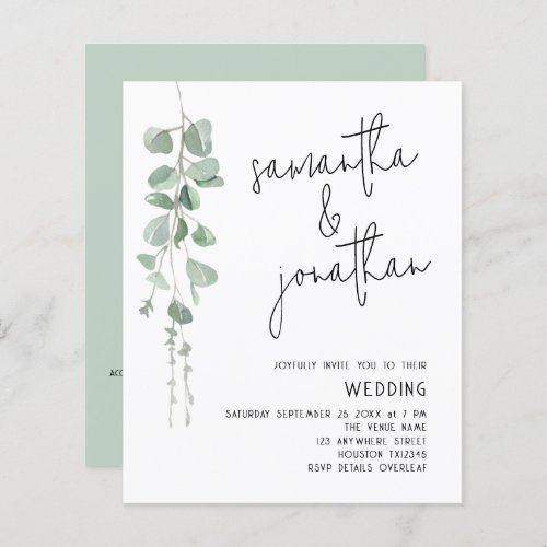 Budget Eucalyptus Informal Wedding Invitation