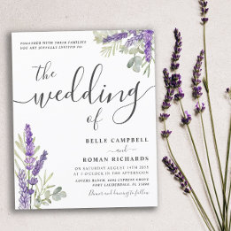 Budget Eucalyptus & Lavender Wedding Invitation