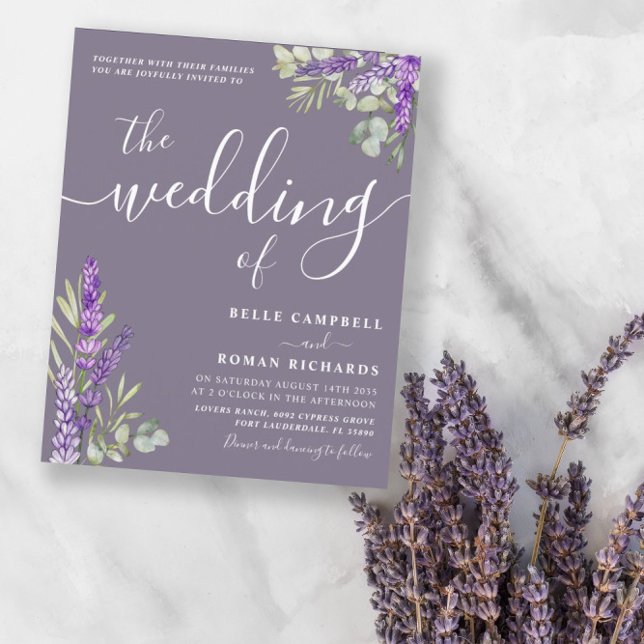 Budget Eucalyptus & Lavender Wedding Invitation (Creator Uploaded)