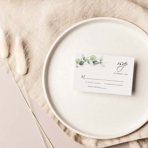 Budget Eucalyptus Leave Greenery Wedding RSVP Card