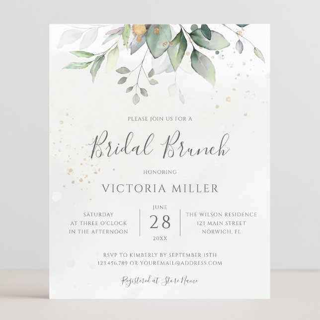 Budget Eucalyptus Leaves Bridal Brunch Invitation (Creator Uploaded)