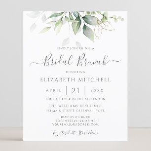 Budget Eucalyptus Leaves Bridal Brunch Invitation