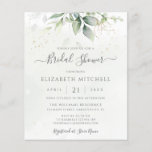 Budget Eucalyptus Leaves Bridal Shower Invitation<br><div class="desc">Beautiful bridal shower invitation featuring watercolor eucalyptus and gold leaves.</div>