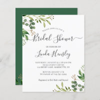 Budget Eucalyptus Leaves Bridal Shower Invitations