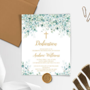 Budget Eucalyptus Leaves Dedication Invitation
