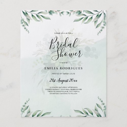 Budget Eucalyptus Leaves Greenery Wedding QR CODE Flyer
