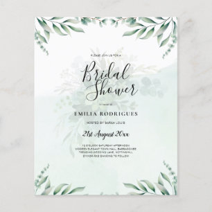 Budget Eucalyptus Leaves Greenery Wedding QR CODE Flyer
