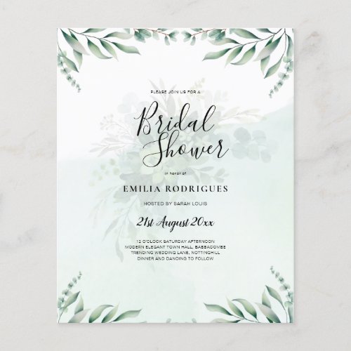 Budget Eucalyptus Leaves Greenery Wedding QR CODE Flyer