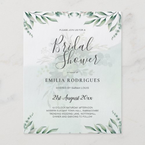 Budget Eucalyptus Leaves Greenery Wedding QR CODE Flyer