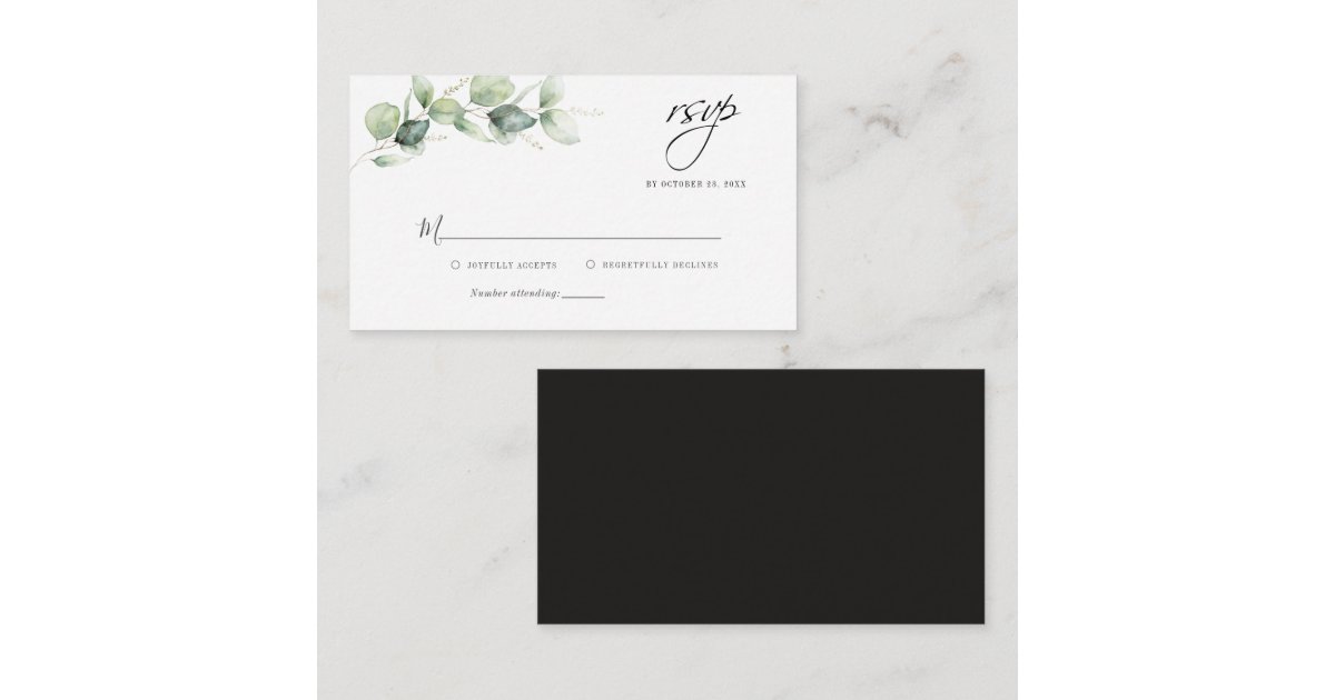 Budget Eucalyptus Leaves Greenery Wedding RSVP Note Card | Zazzle