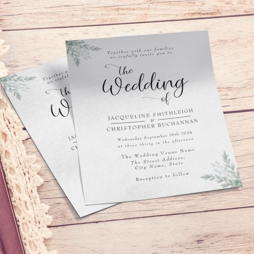 Budget Eucalyptus Leaves Wedding Invitation Flyer