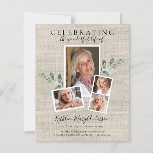 BUDGET Eucalyptus Memorial Service Invitation