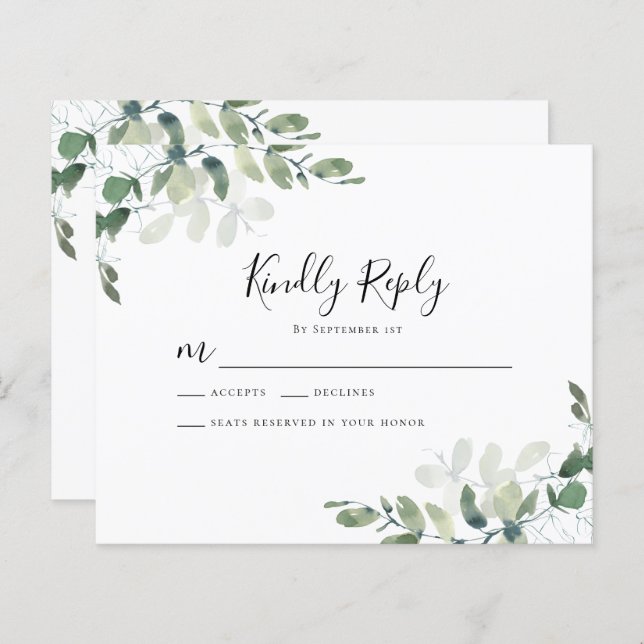 BUDGET Eucalyptus Menu Choice RSVP Card (Front/Back)