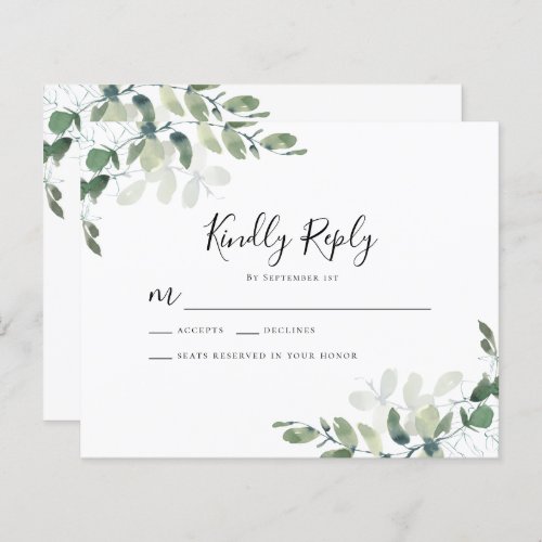 BUDGET Eucalyptus Menu Choice RSVP Card