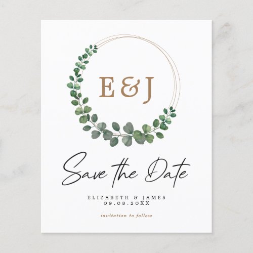 BUDGET Eucalyptus Minimalist Wedding Save The Date Flyer